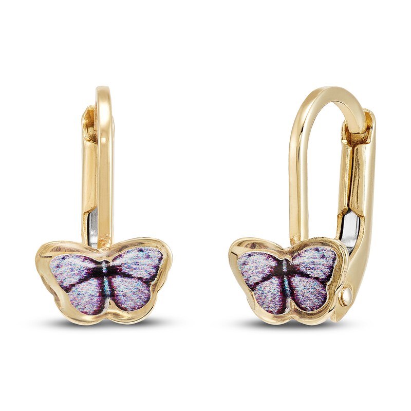 Butterfly Stud Earrings Purple Enamel 14K Yellow Gold | Jared