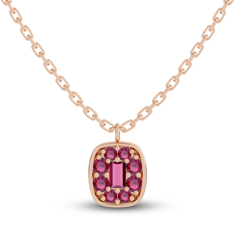 Main Image 1 of Juliette Maison Natural Rhodolite Garnet Pendant Necklace 10K Rose Gold