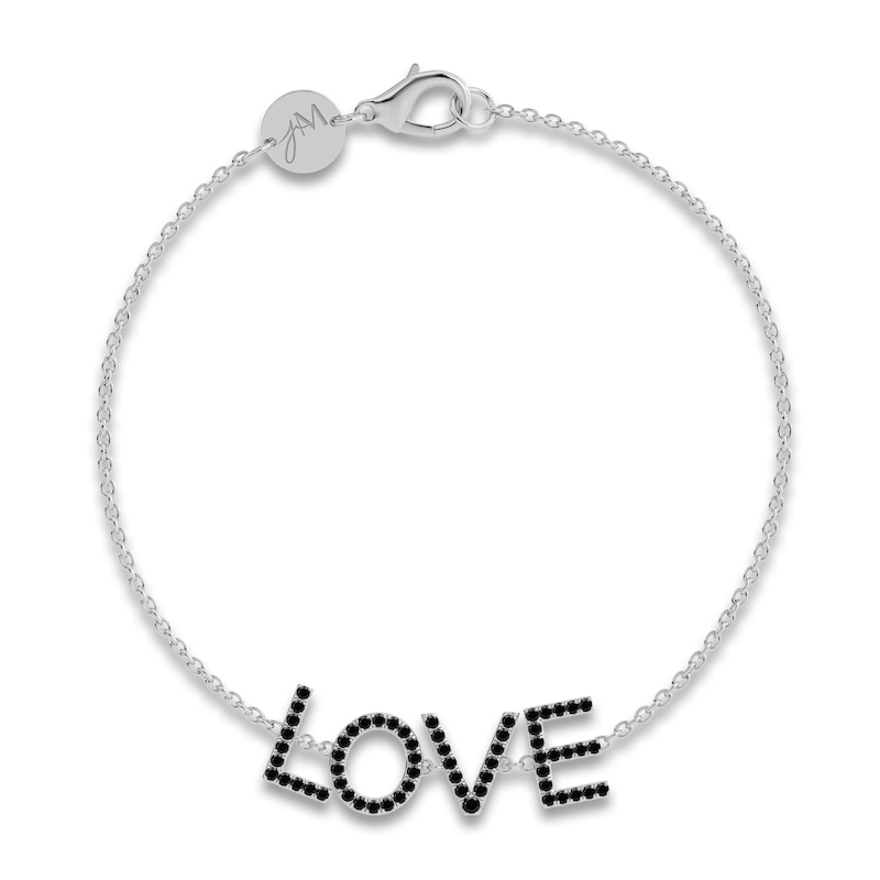 Main Image 1 of Juliette Maison Black Diamond Station Name Bracelet 1-1/8 ct tw Round 10K White Gold