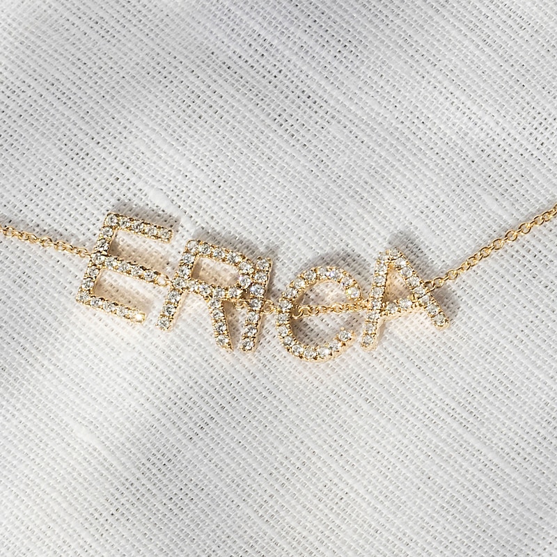 Main Image 3 of Juliette Maison Black Diamond Station Name Bracelet 1-1/8 ct tw Round 10K White Gold