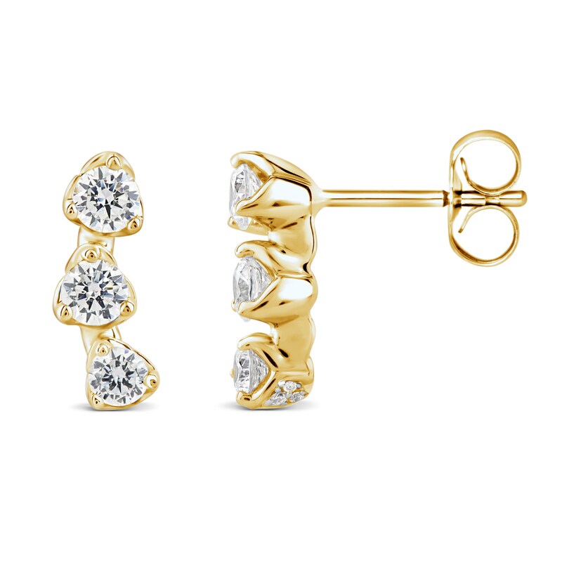Main Image 1 of Diamond Climber Earrings 1/2 ct tw Round 10K Yellow Gold