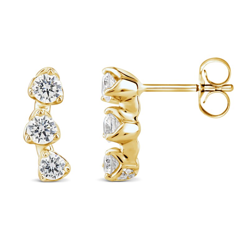 Diamond Climber Earrings 1/2 ct tw Round 10K Yellow Gold