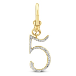 Charm'd by Lulu Frost Diamond Number 5 Charm 1/8 ct tw Pavé Round 10K Yellow Gold