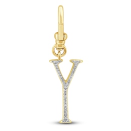 Charm'd by Lulu Frost Diamond Letter Y Charm 1/15 ct tw Pavé Round 10K Yellow Gold