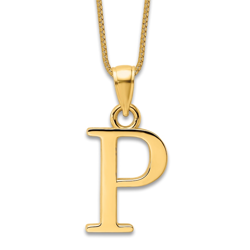 Main Image 1 of Initial P Charm 14K Yellow Gold 18"
