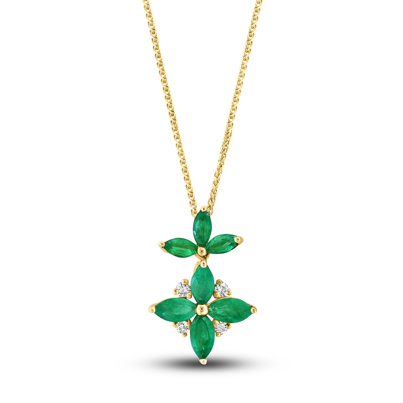 Main Image 1 of LALI Jewels Natural Emerald Pendant Necklace 1/20ct tw Diamonds 14K Yellow Gold 18&quot;