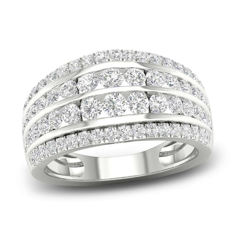 Main Image 1 of Diamond 4-Row Anniversary Band 1 ct tw Round 14K White Gold