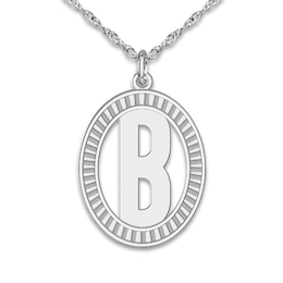 Initial Pendant Necklace 10K White Gold 18"