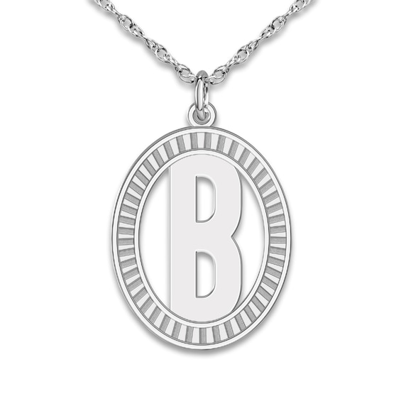 Initial Pendant Necklace 10K White Gold 18"