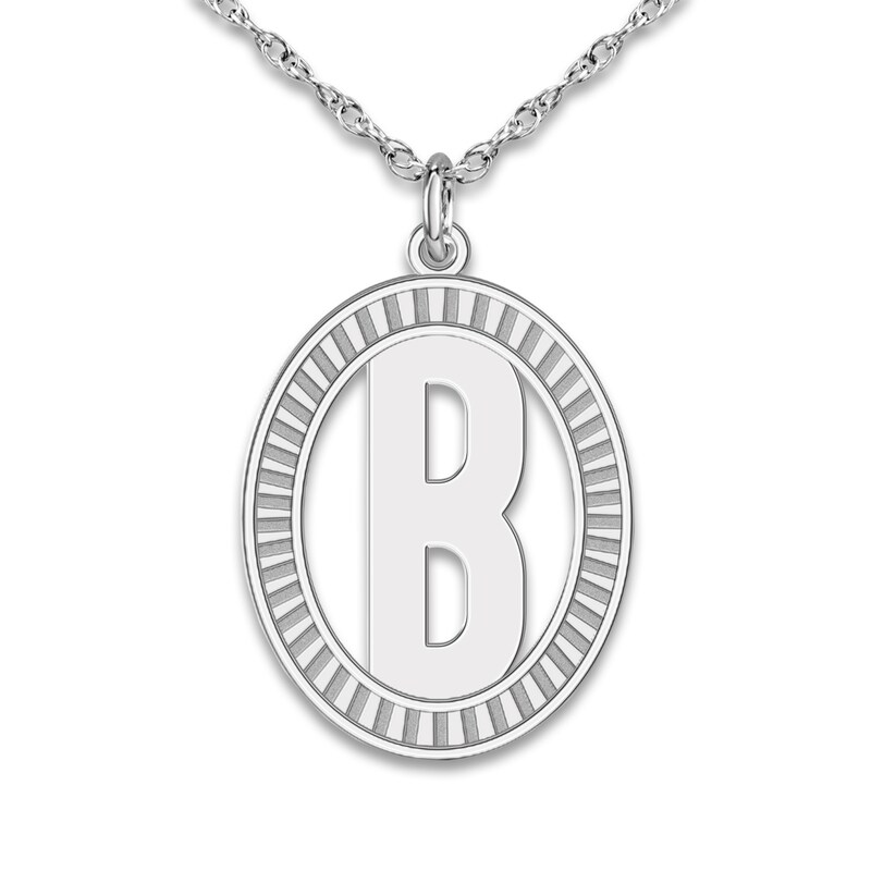 Main Image 1 of Initial Pendant Necklace 10K White Gold 18"