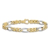 Thumbnail Image 2 of Men's Solid High-Polish Figaro Link Bracelet 14K Two-Tone Gold 8"