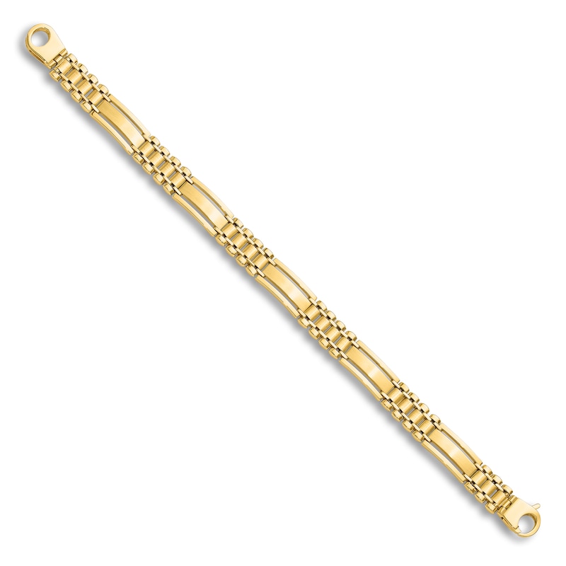 Main Image 2 of Men's High-Polish Hollow Link Bracelet 14K Yellow Gold 8.5"