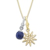 Thumbnail Image 0 of Charm'd by Lulu Frost Freshwater Cultured Pearl Star & Blue Lab-Created Sapphire Birthstone Charm 18" Box Chain Necklace Set 10K Two-Tone Gold