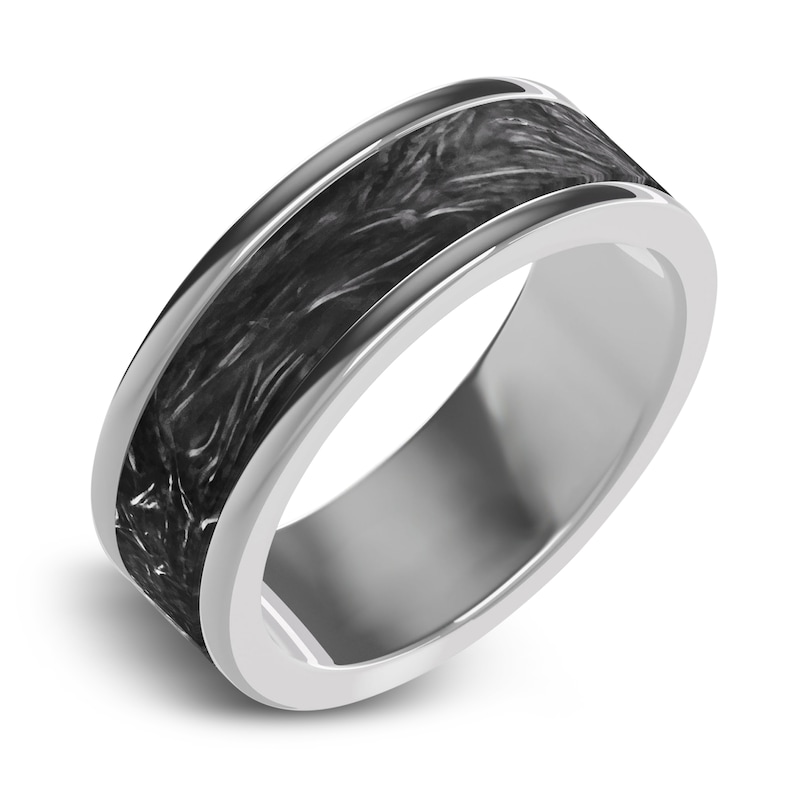 Main Image 2 of Men's Wedding Band Grey Tungsten 8.0mm