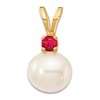 Thumbnail Image 1 of Natural Ruby & Freshwater Cultured Pearl Necklace Charm 14K Yellow Gold