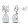 Thumbnail Image 1 of Y-Knot Natural Opal Dangle Earrings 1/15 ct tw Diamonds 14K White Gold