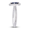 Thumbnail Image 2 of Natural Blue Sapphire Halo Engagement Ring 1/4 ct tw Diamonds 14K White Gold