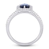 Thumbnail Image 3 of Natural Blue Sapphire Halo Engagement Ring 1/4 ct tw Diamonds 14K White Gold