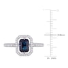 Thumbnail Image 3 of Natural Blue Sapphire Halo Engagement Ring 1/4 ct tw Diamonds 14K White Gold