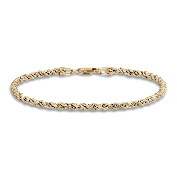 Hollow Rope Chain Bracelet 10K Yellow Gold 7.5