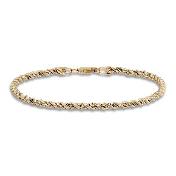 Rope Chain Bracelet Hollow 10K Yellow Gold 7.5"