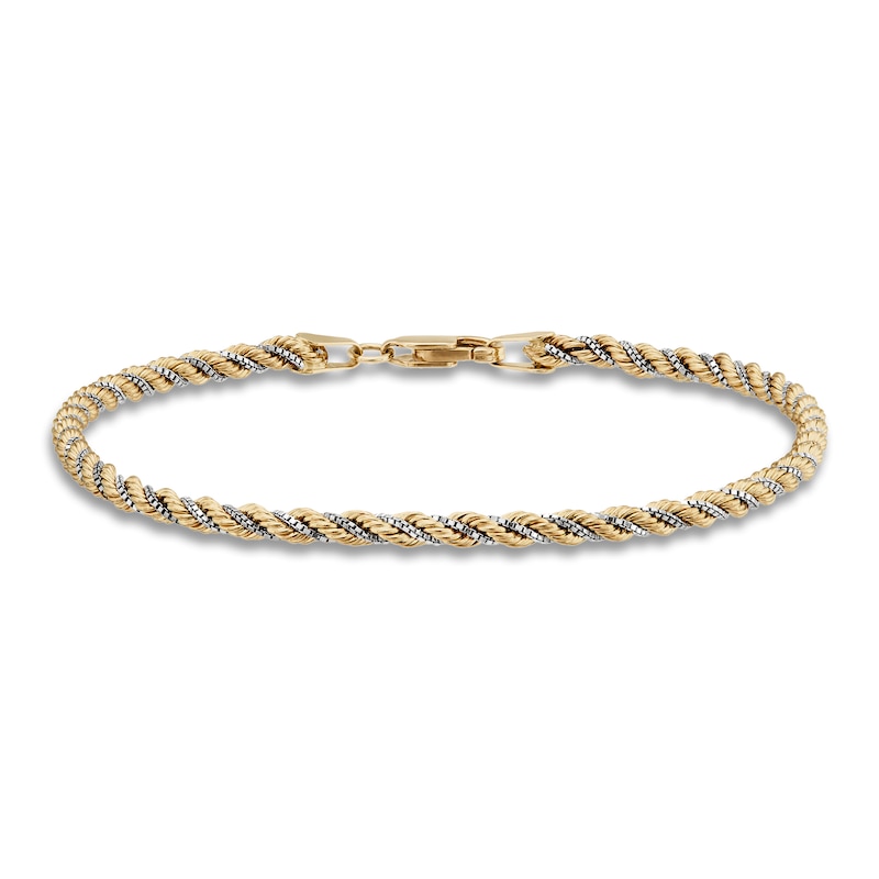 Main Image 1 of Hollow Rope Chain Bracelet 10K Yellow Gold 7.5"