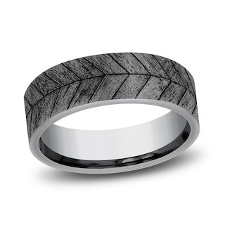 Chevron Wedding Band Grey Tantalum 7.5mm