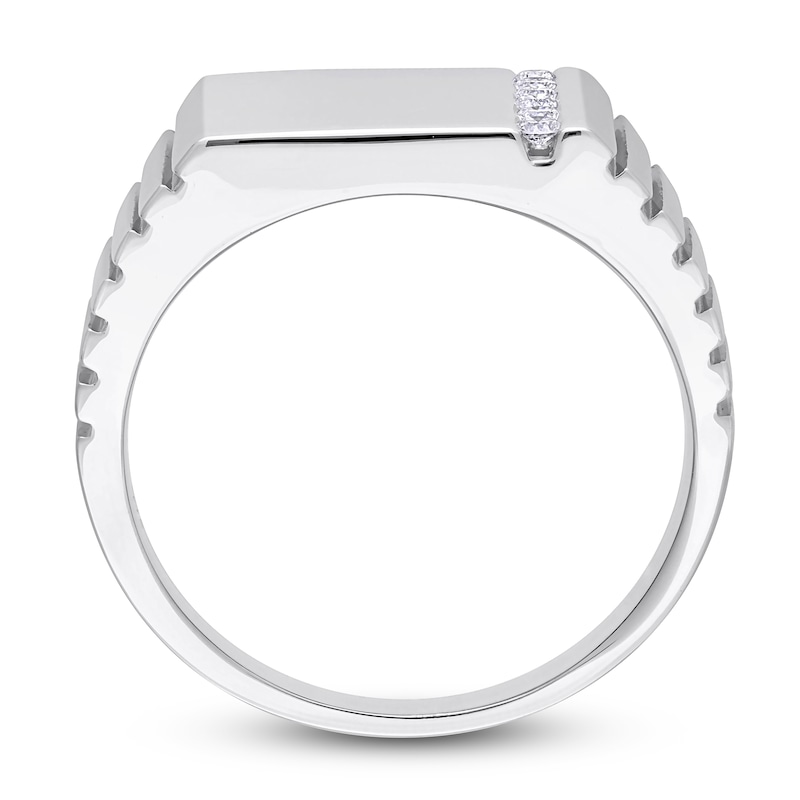 Main Image 3 of Men's Diamond Ring 1/10 ct tw Round 10K White Gold