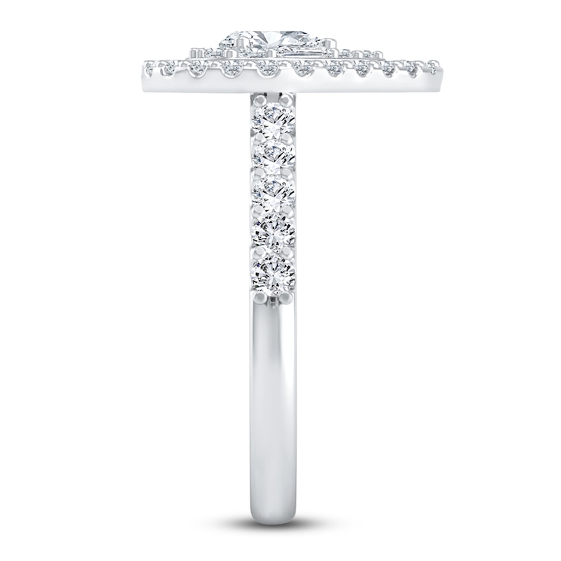 Main Image 3 of Diamond Ring 7/8 ct tw Round/Baguette/Pear 14K White Gold