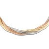 Thumbnail Image 3 of Italia D'Oro Diamond-Cut Triple Omega Chain Necklace 14K Tri-Tone Gold 17"