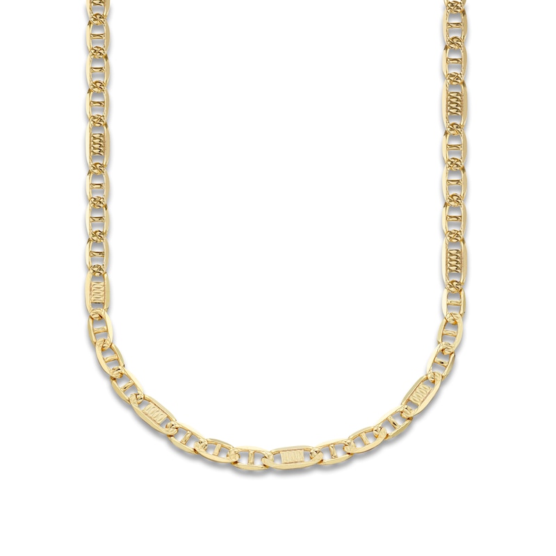 LUSSO by Italia D'Oro Men's Diamond-Cut Valentino Chain Necklace 14K Yellow Gold 22" 3.98mm