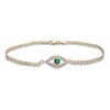Thumbnail Image 1 of Natural Emerald Anklet 1/20 ct tw Diamonds 14K Yellow Gold 9"