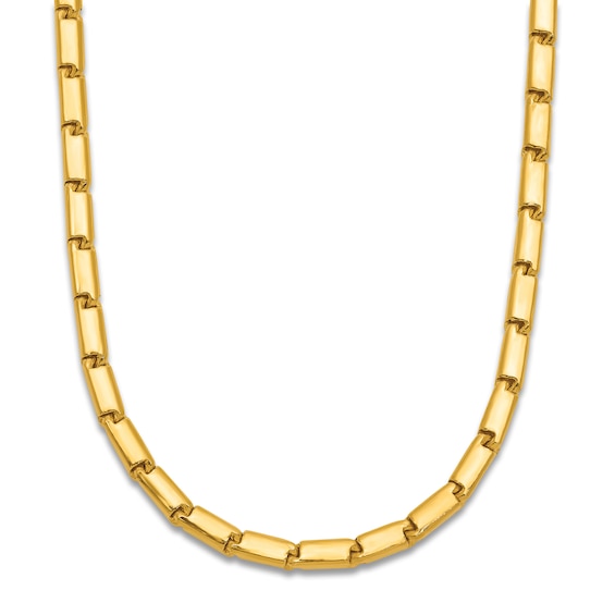 High-Polish Barrel Chain Necklace 24K Yellow Gold 24" 3.0mm