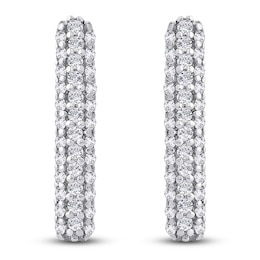 Diamond J-Hoop Earrings 1/2 ct tw Round 14K White Gold