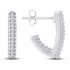 Thumbnail Image 2 of Diamond J-Hoop Earrings 1/2 ct tw Round 14K White Gold