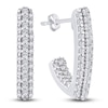 Thumbnail Image 3 of Diamond J-Hoop Earrings 1/2 ct tw Round 14K White Gold