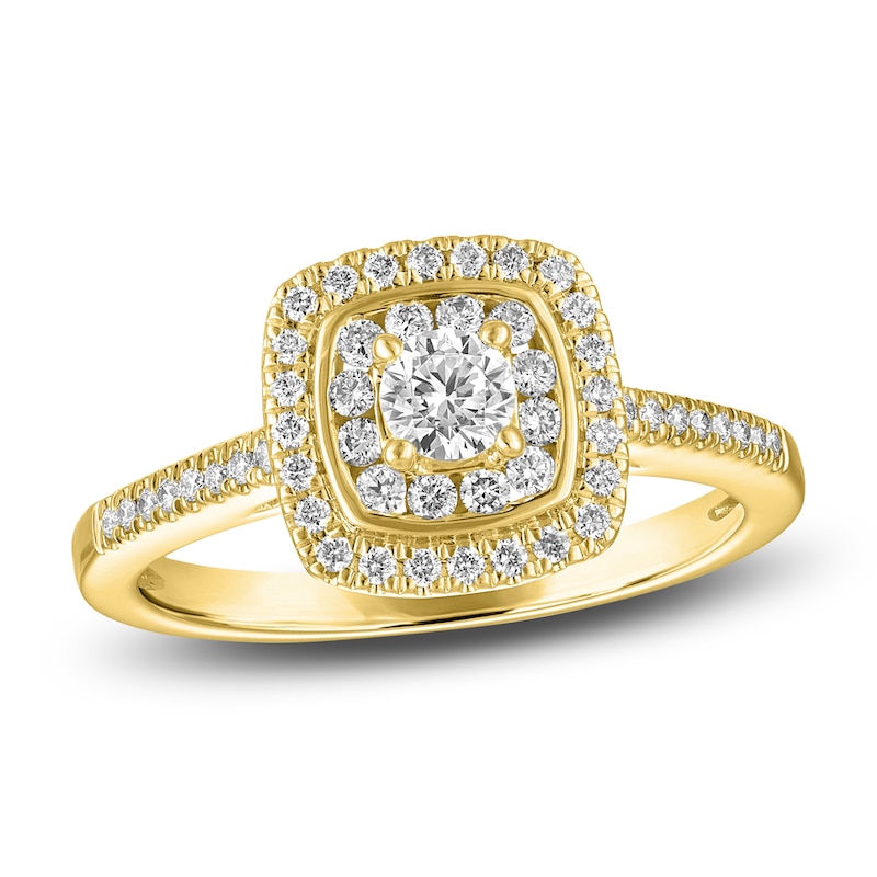 Main Image 1 of Diamond Halo Engagement Ring 1/2 ct tw 14K Yellow Gold
