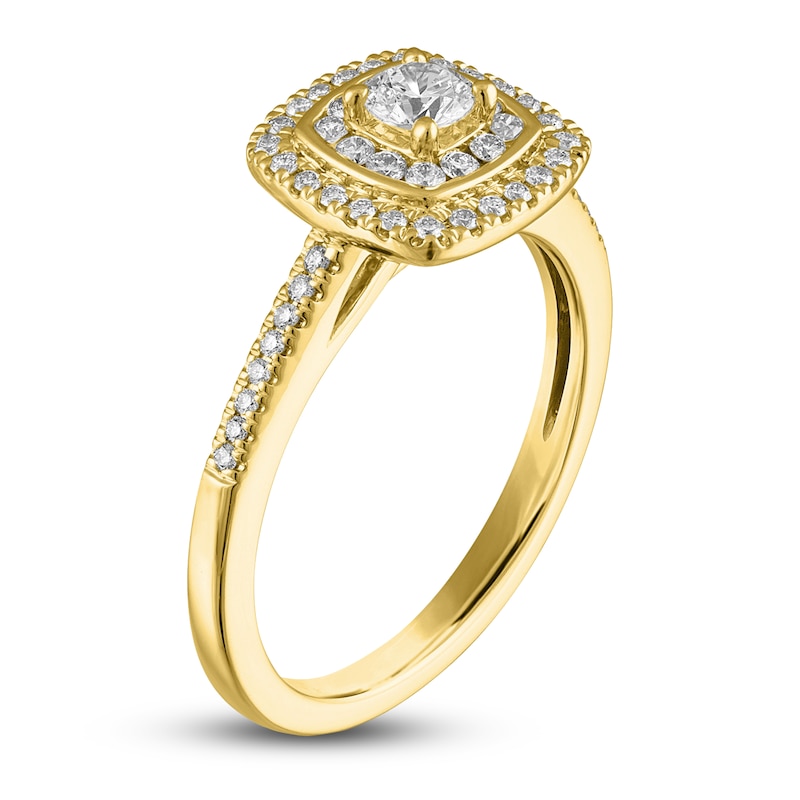 Main Image 2 of Diamond Halo Engagement Ring 1/2 ct tw 14K Yellow Gold