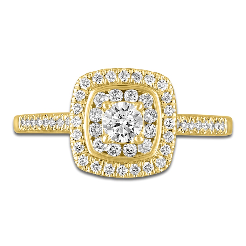Main Image 3 of Diamond Halo Engagement Ring 1/2 ct tw 14K Yellow Gold