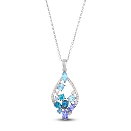 Le Vian Mare Azzurro Natural Multi-Gemstone Necklace 1/3 ct tw 14K Vanilla Gold