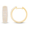 Thumbnail Image 0 of Baguette & Round-Cut Diamond Hoop Earrings 1 ct tw 10K Yellow Gold