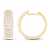 Thumbnail Image 1 of Baguette & Round-Cut Diamond Hoop Earrings 1 ct tw 10K Yellow Gold