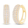 Thumbnail Image 1 of Baguette & Round-Cut Diamond Hoop Earrings 1 ct tw 10K Yellow Gold