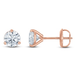 Certified Round-Cut Diamond Solitaire Stud Earrings 1 ct tw 18K Rose Gold (SI2/I)