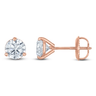 Certified Round-Cut Diamond Solitaire Stud Earrings 1 ct tw 18K Rose Gold (SI2/I)
