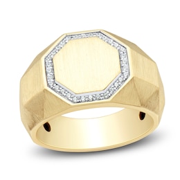 Men's Diamond Octagon Ring 1/8 ct tw 10K Yellow Gold