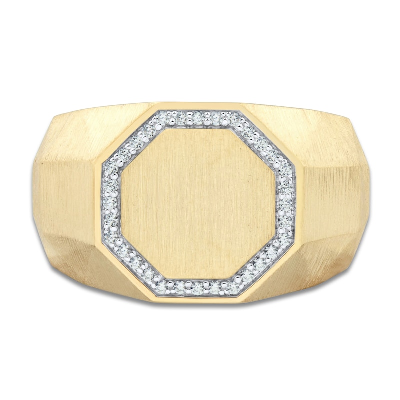 Main Image 3 of Men's Diamond Octagon Ring 1/8 ct tw 10K Yellow Gold