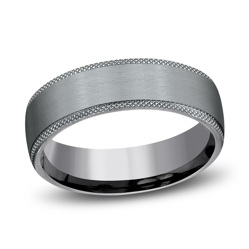 Main Image 1 of Men's Knurled-Edge Satin Wedding Band Tantalum 6.5mm