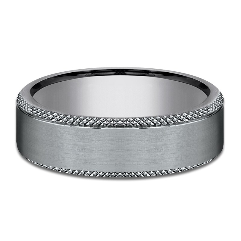 Main Image 3 of Men's Knurled-Edge Satin Wedding Band Tantalum 6.5mm