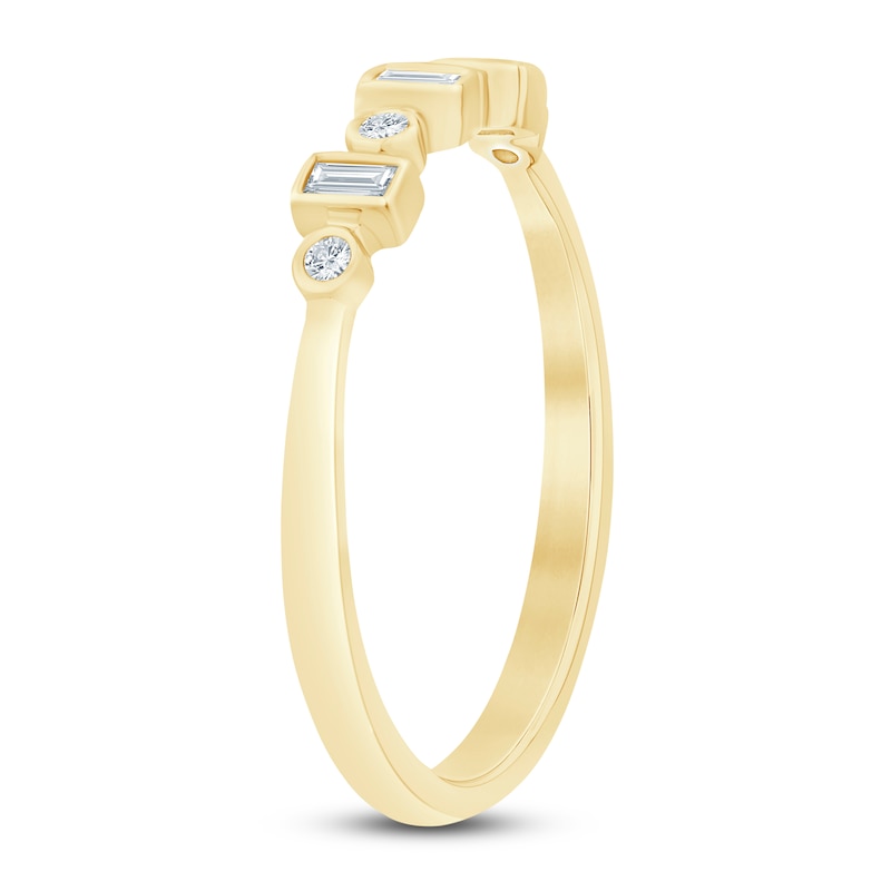 Main Image 2 of Certified Diamond Baguette & Round-Cut Anniversary Ring 1/8 ct tw 14K Yellow Gold